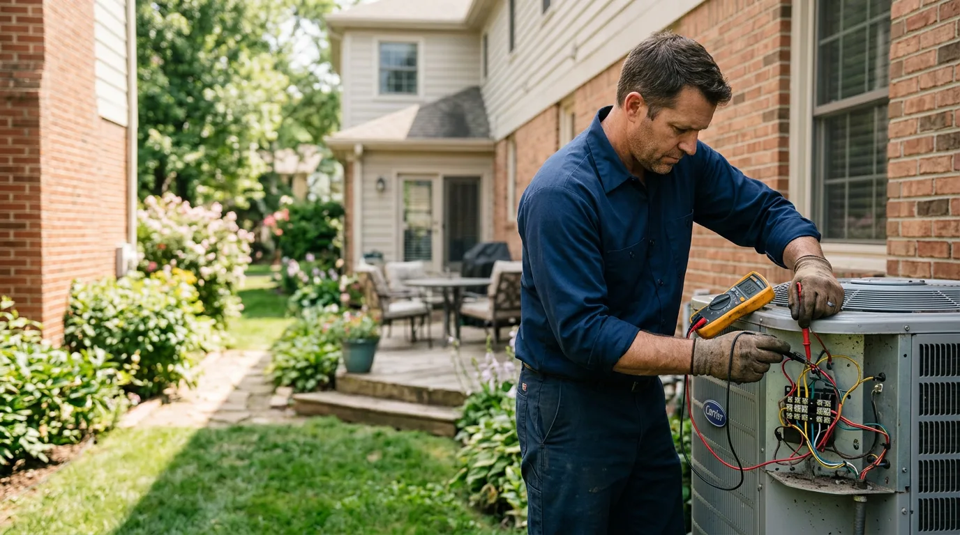 HVAC technician working near Round Mountain, TX